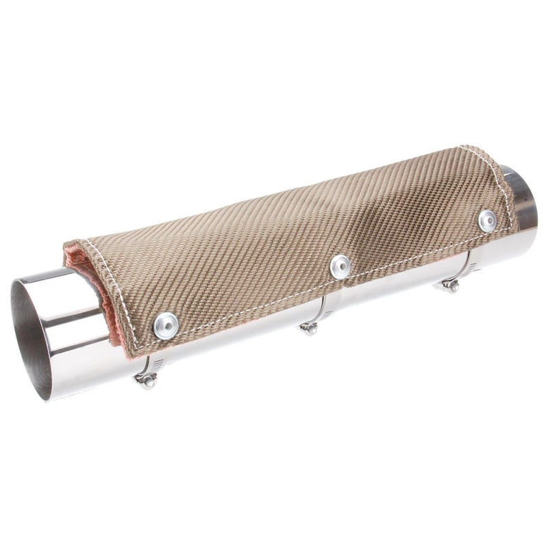 DEI Titanium Pipe Shield Exhaust Heat Shield 6 x 12" Clamp-On Woven Fiberglass - Carbon Fiber Look