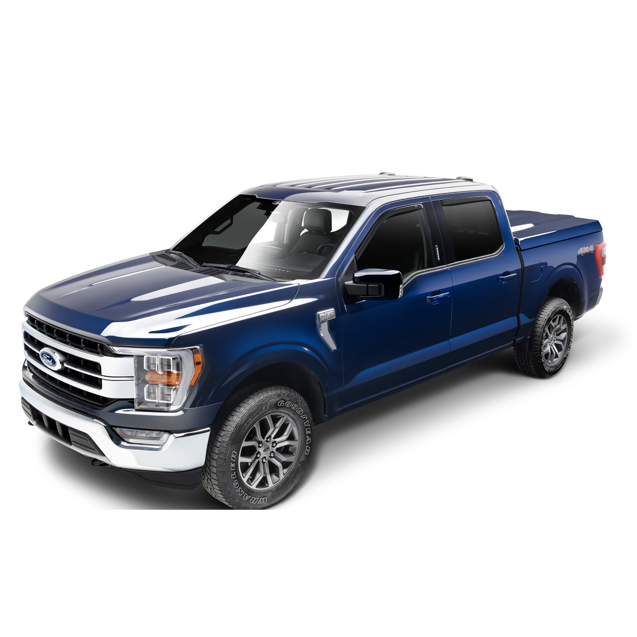Lund Front / Rear In-Channel Ventvisor - Stick-On - Dark Smoke - Super Crew - Ford Fullsize Truck 2015