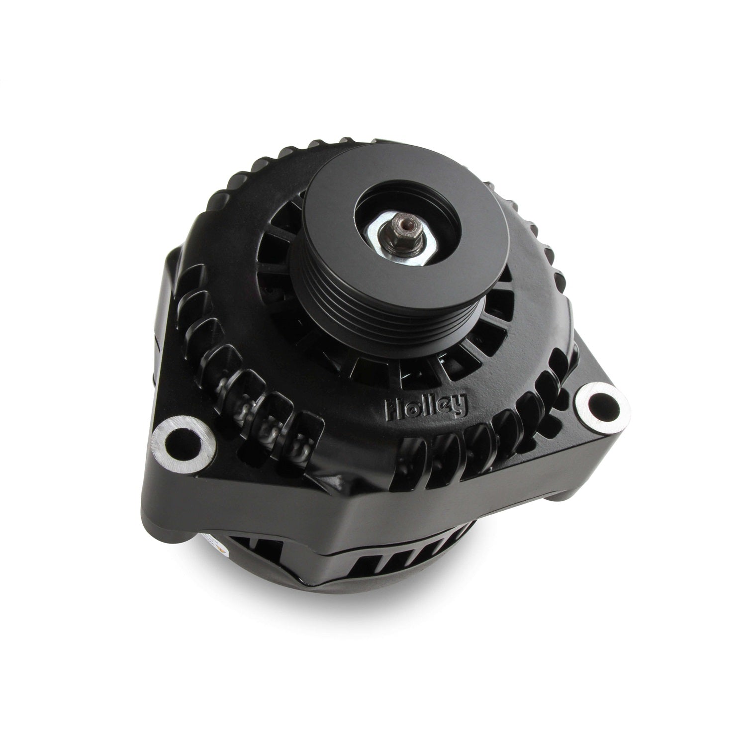 Holley 6 Rib Serpentine Pulley Kit - Cast Aluminum - Black - Small Block Chevy