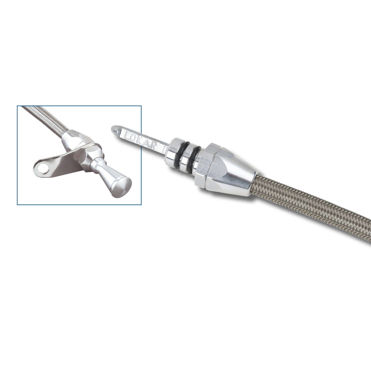 Lokar Hi-Tech Transmission Dipstick - Transmission Mount - Flexible - Braided Stainless Housing - Aluminum - Natural - TH350