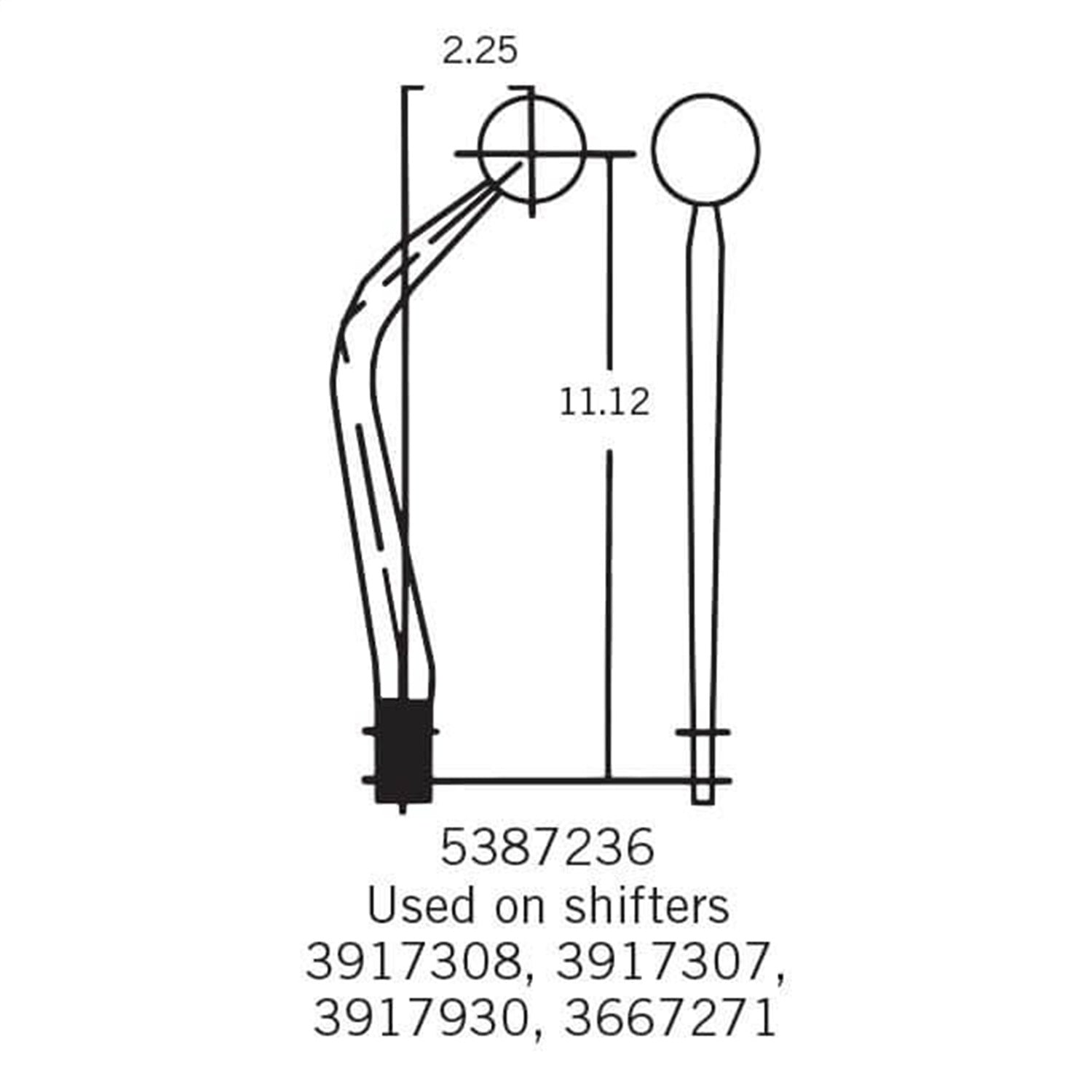 Hurst Competition Plus Single Bend Shifter Stick - 11.125 in - 3/8-16 in Thread - Chrome - Hurst Manual Shifters