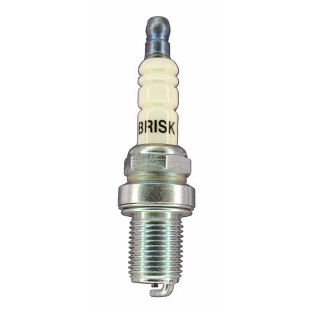 Brisk Silver Racing Spark Plug - 14 mm Thread - 19 mm R - Heat Range 12 - Gasket Seat - Resistor DR12S