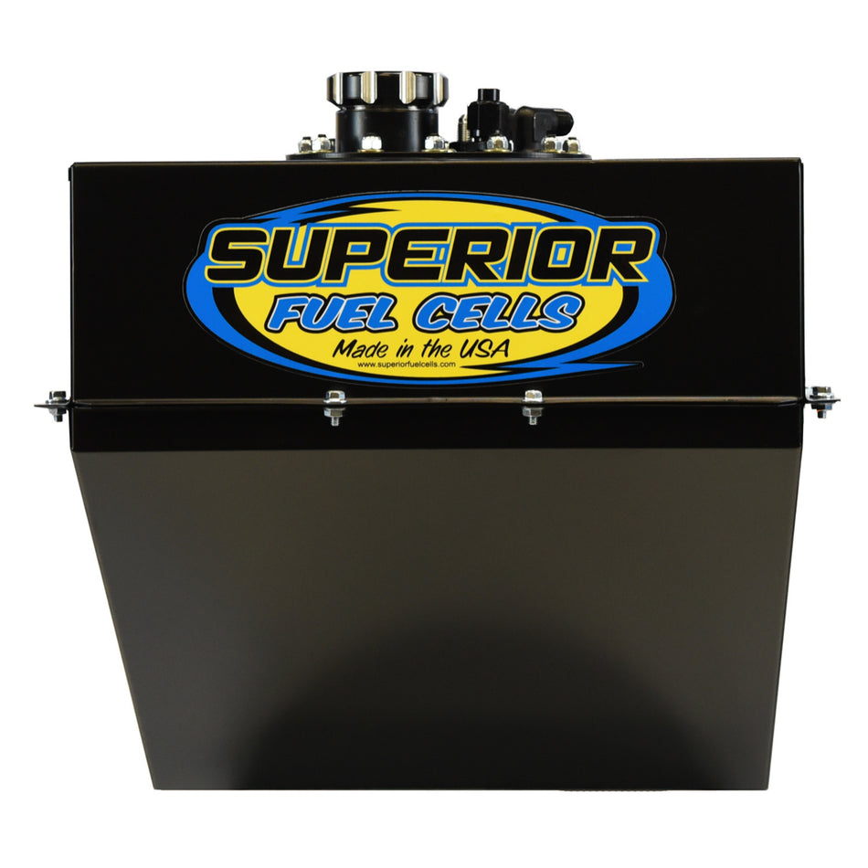 Superior Fuel Cell - 16 Gallon - 20-3/4" Deep x 16-1/2" Wide - 8 AN Male Outlet / Return - 6 AN Rollover Valve - Foam - Steel Can / Plastic Cell Plastic - Black - Dirt Late Model / Modified