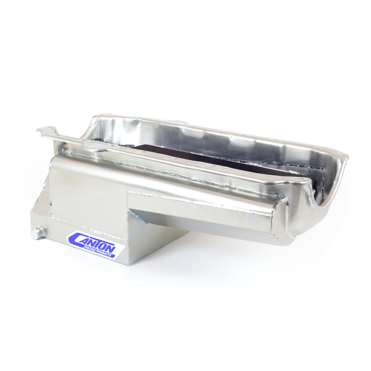 Canton Drag Race Rear Sump Oil Pan - 7 Quart - 8 in Deep - Cadmium - 2 Piece Seal - Small Block Chevy