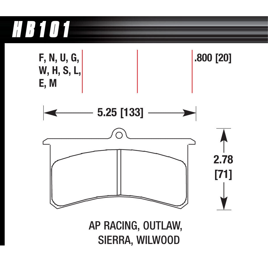 Hawk Performance Black Brake Pads - Fits Wilwood Superlite, Outlaw 3000, 4000, AP Racing SC200, 300
