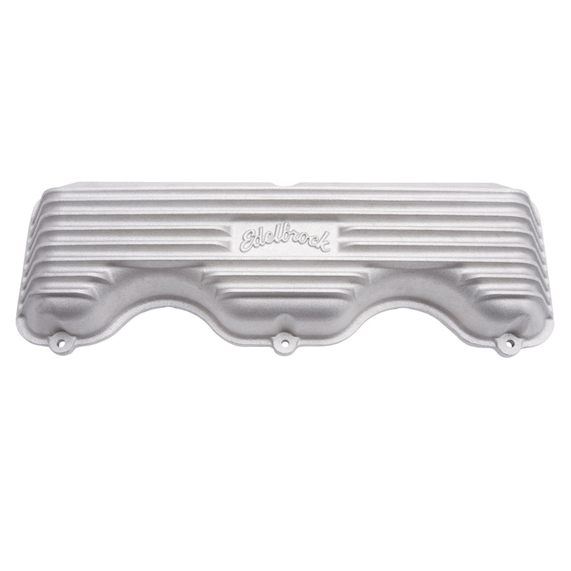 Edelbrock Classic Valve Covers Short Edelbrock Logo Aluminum - Natural