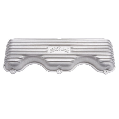 Edelbrock Classic Valve Covers Short Edelbrock Logo Aluminum - Natural