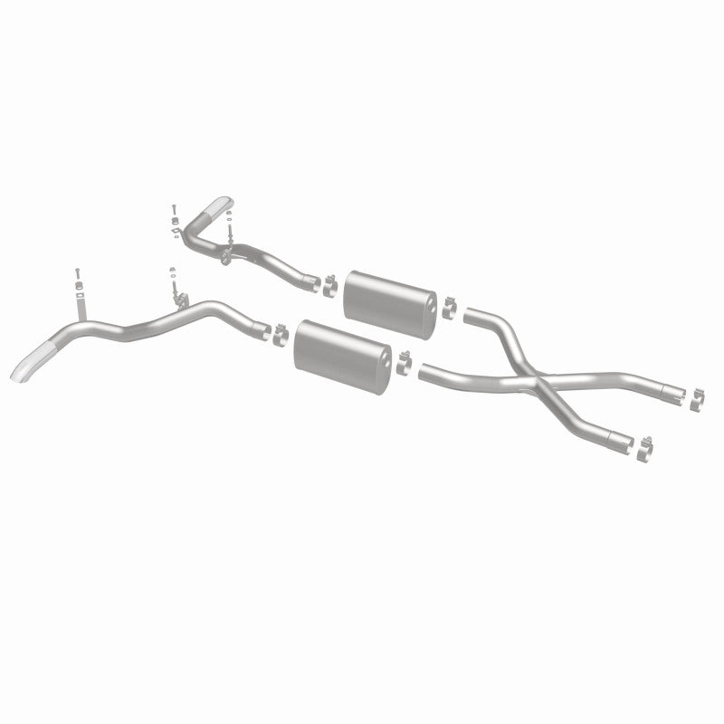 Magnaflow Street Series Crossmember-Back Exhaust System - Dual Side Exit - 2-1/2 in - Polished Tips - Small Block Ford - Ford Fullsize SUV 1966-77