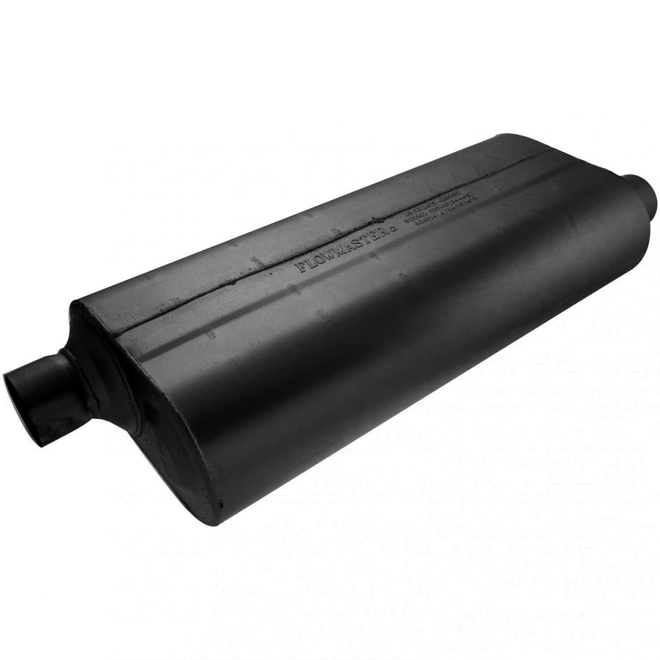 Flowmaster 70 Series Chambered Muffler 2-1/2" Offset Inlet/Offset Outlet 22 x 10 x 5" Oval Body 28" Long - Steel