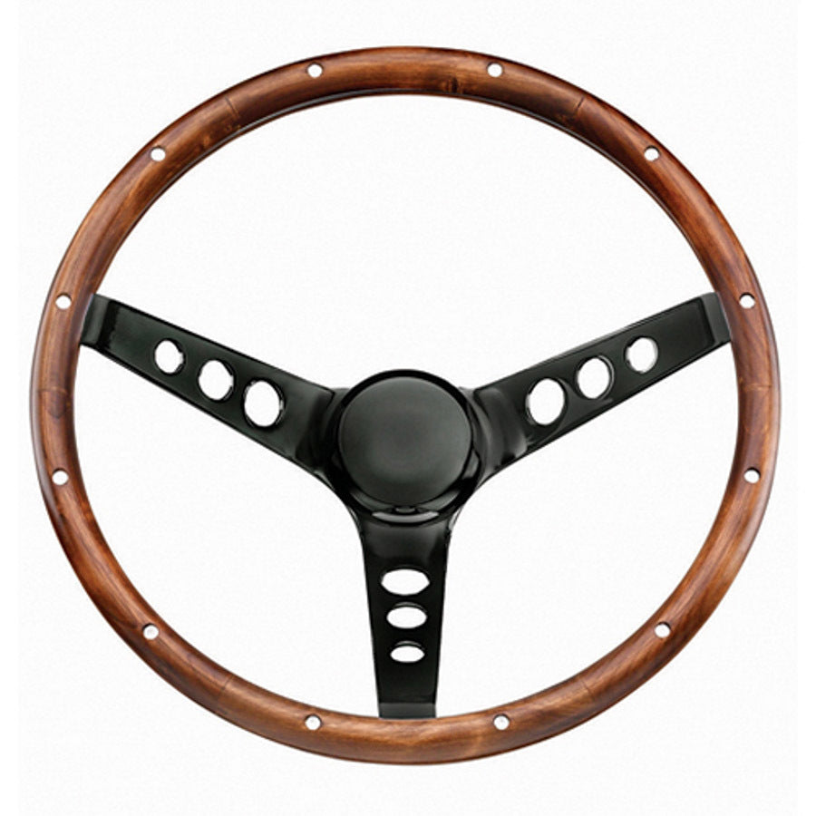 Grant Steering Wheels Classic Series Steering Wheel 13-1/2" Diameter 3-Spoke 3-3/4" Dish - Wood Grip