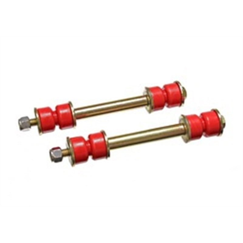 Energy Suspension Hyper-Flex End Link - 3-3/8 in Long Sleeve - 3/8 in Bolts / Nuts / Washers - Red / Cadmium - Various Applications - Pair