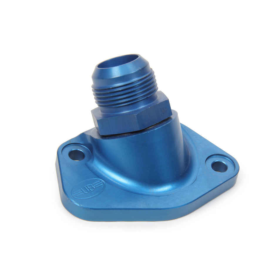 UB Machine Water Neck - 20 AN Male - Bolt-On - Billet Aluminum - Blue - Small Block Ford
