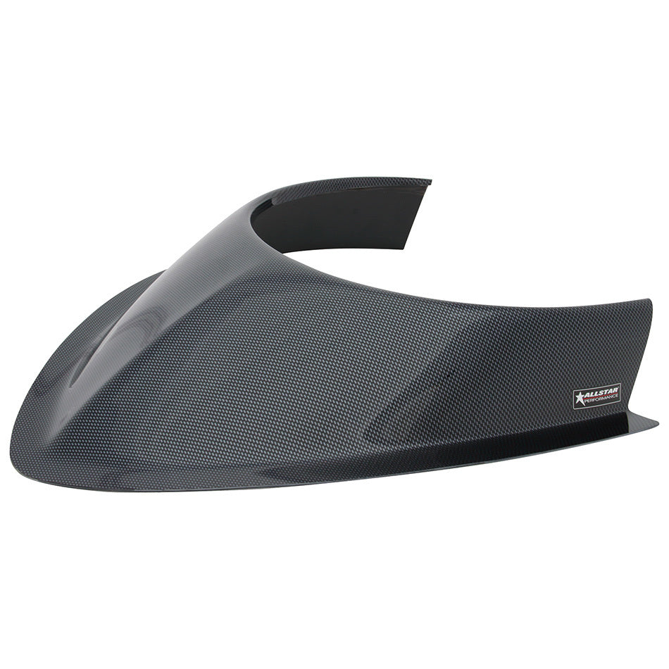 Allstar Performance Hood Scoop - 3-1/2" Height - Tapered Front - Offset Sides - Plastic - Carbon Fiber Look