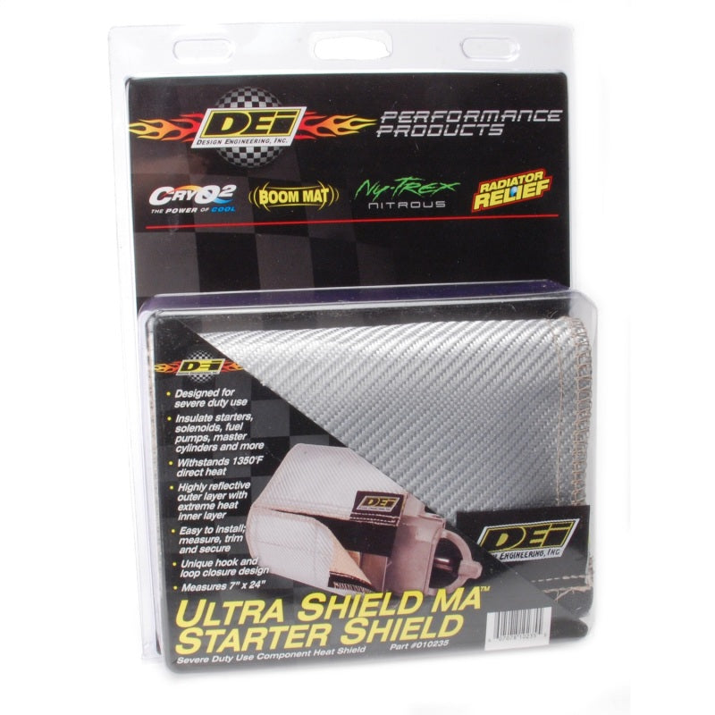 DEI Ultra Shield MA Starter Heat Shield 24 x 7" Velcro Closure Aluminized Fiberglass Cloth - Silver