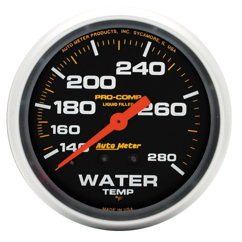 Auto Meter Pro-Comp Liquid Filled Water Temperature Gauge - 2-5/8" - 140-280