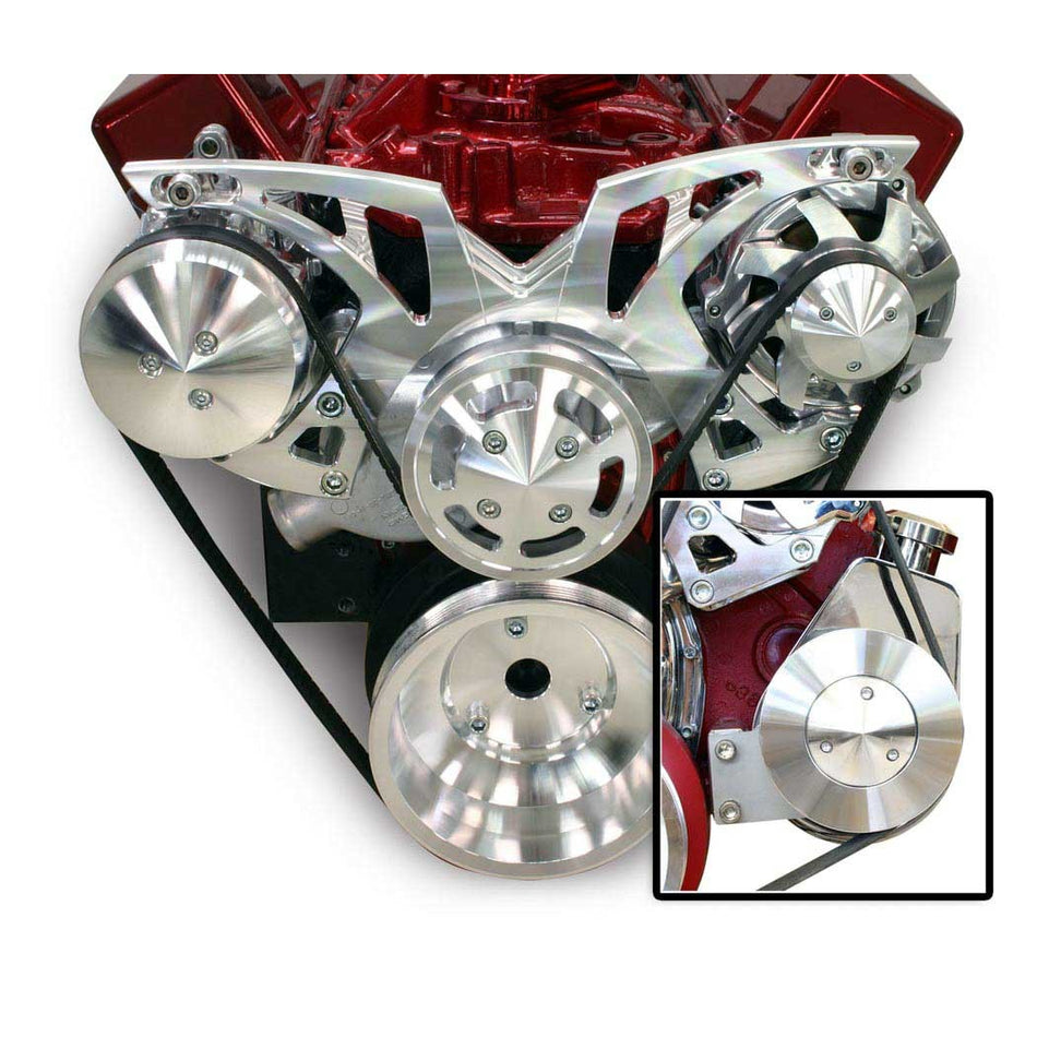 March Performance SB Chevy Style Track Pulley Set Water Pumpower Steering