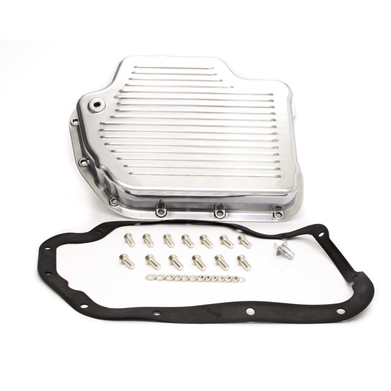 Racing Power Stock Sump Finned Transmission Pan - Polished Aluminum - TH400