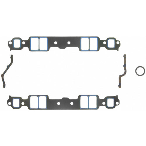 Fel-Pro Intake Manifold Gaskets - SB Chevy - Cast Iron & Aluminum Heads w/ Conventional Ports - Stock or Small Race Port, -8 Street Package, - 1.28" x 2.09" Port Size - .060" Thickness