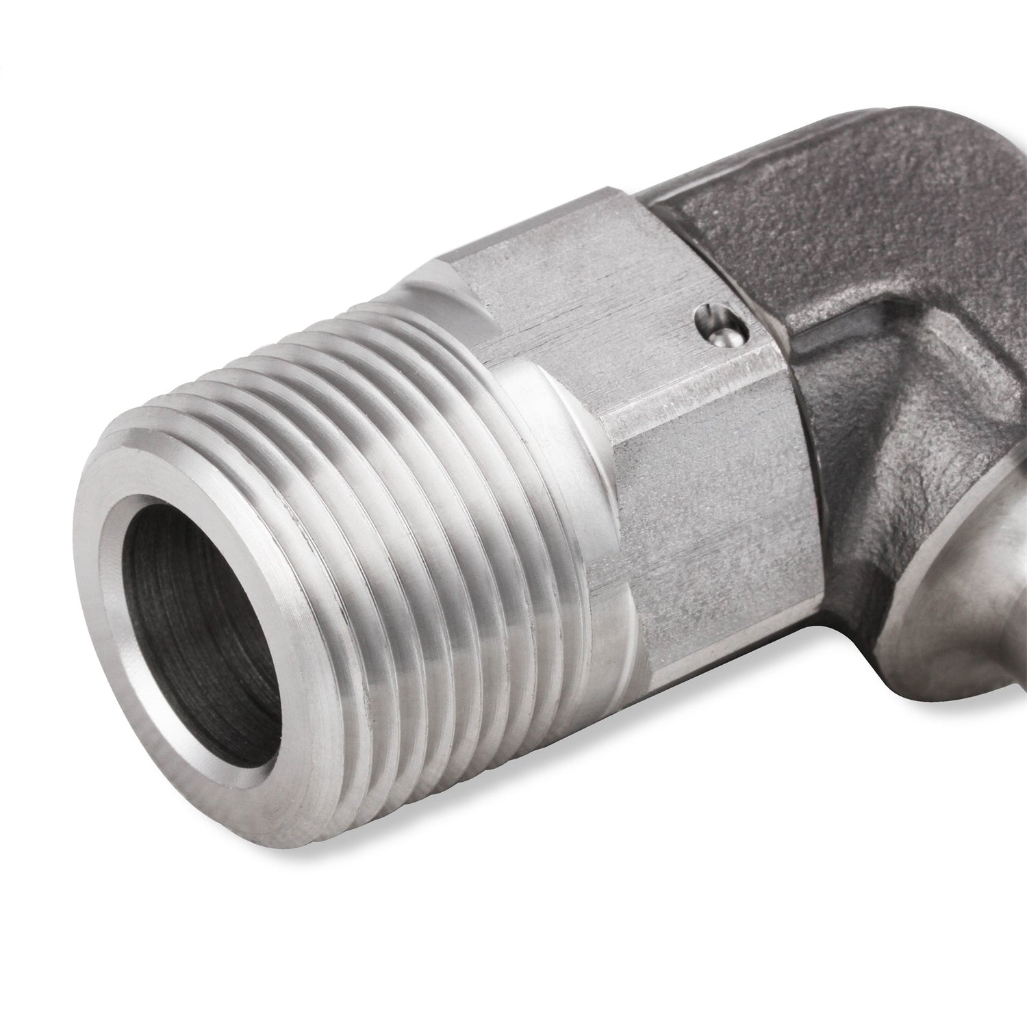 Earl's 90° Adapter - 5/8" Hose Barb to 3/4" NPT Male Swivel - Stainless - Natural