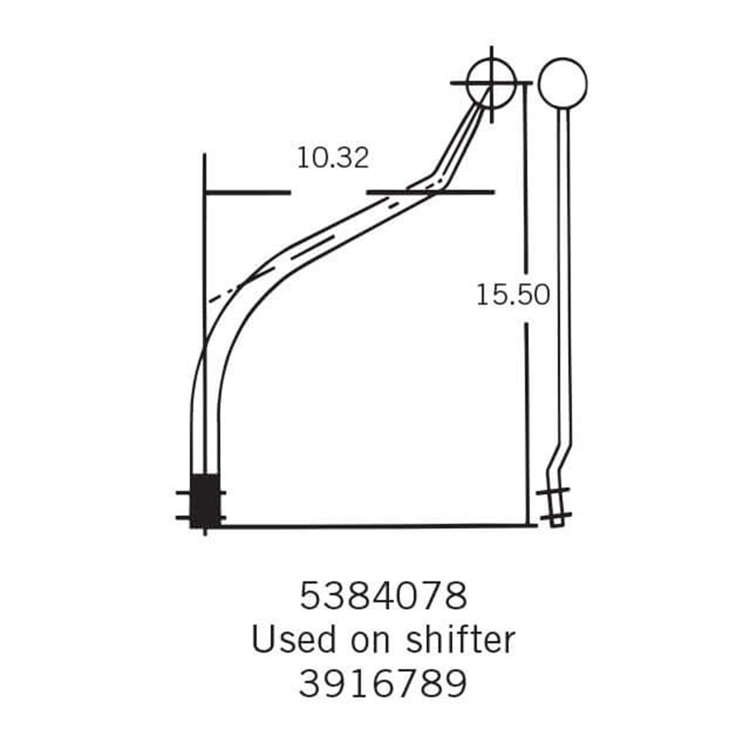 Hurst Chrome-Plated Steel Shifter Stick (Only) - Tread Size: 3/8"-16