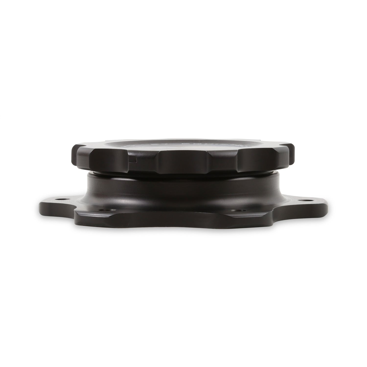Holley Screw-In Raised Cell Mount Fuel Cell Filler Cap Assembly - 6-Bolt Flange - Black Anodized