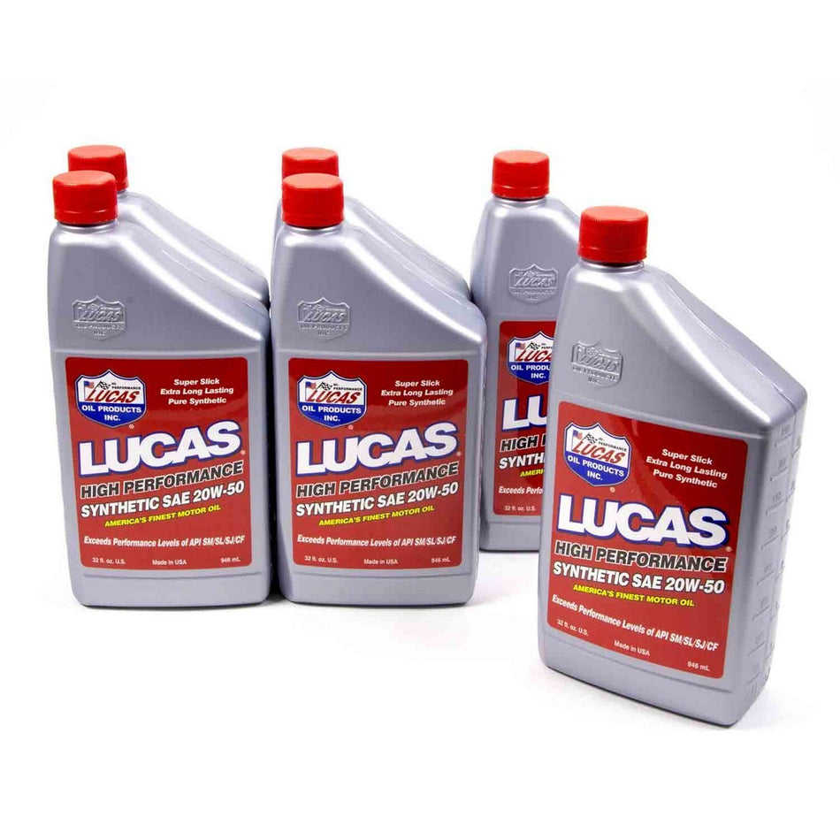 Lucas Oil Products 20W50 Motor Oil Synthetic 1 qt - Set of 6