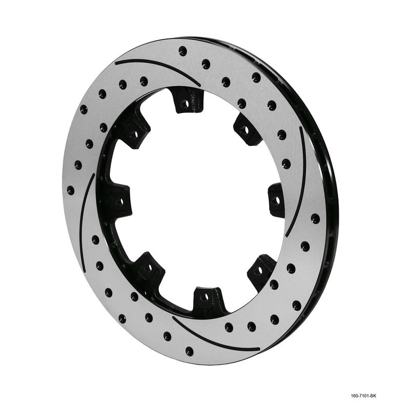 Wilwood SRP Passenger Side Drilled/Slotted Brake Rotor - 12.19 in OD - 0.810 in Thick - 8 x 7.00 in Bolt Pattern - Black