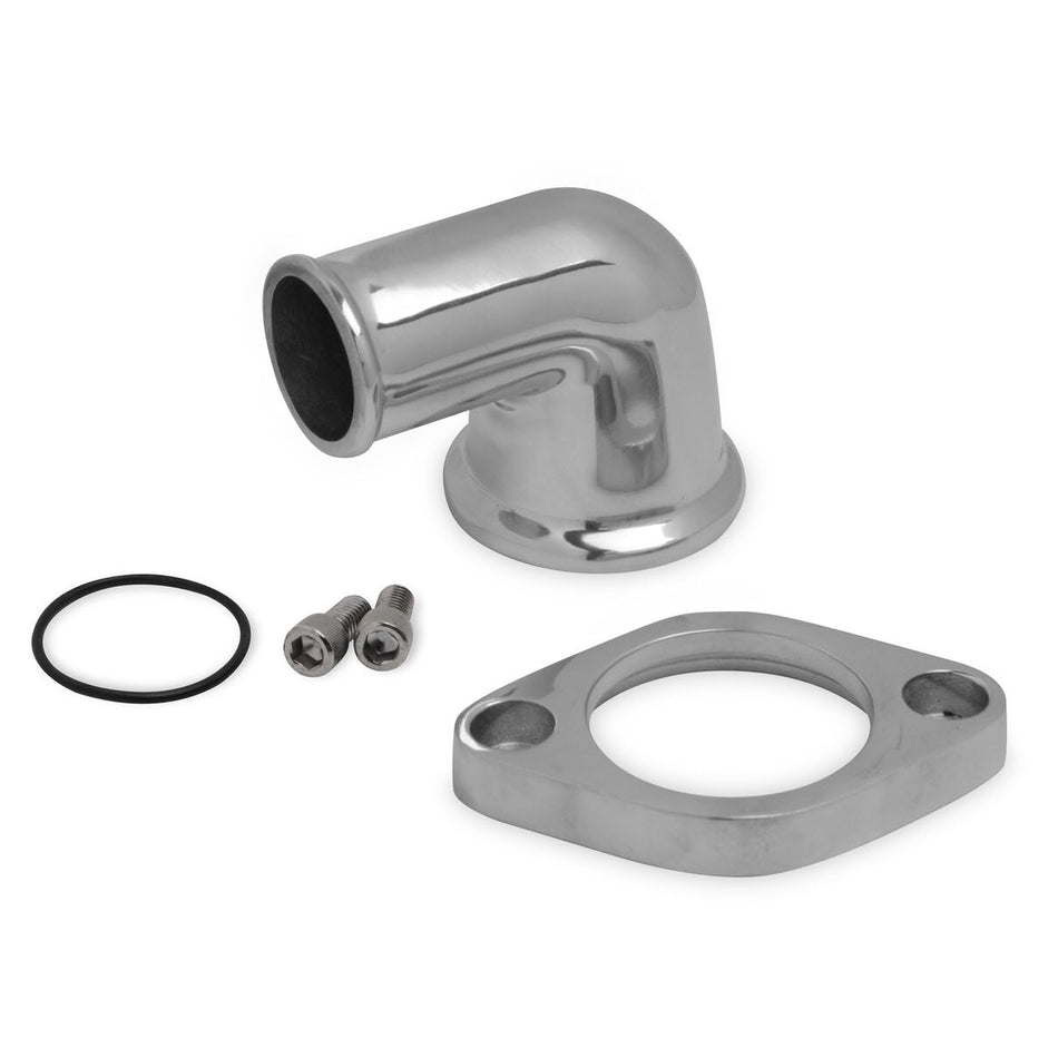 Weiand Aluminum Chevy V8 Water Outlet - 90° - Polished