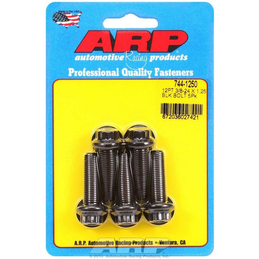 ARP 3/8-24" Thread Bolt 1-1/4" Long 7/16" 12 Point Head Chromoly - Black Oxide