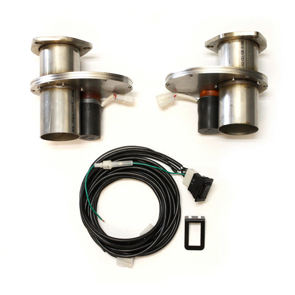 Doug's Electric Bolt-On Exhaust Cut-Out - Dual - 3 in Pipe Diameter - Hardware / Wire Harness Included