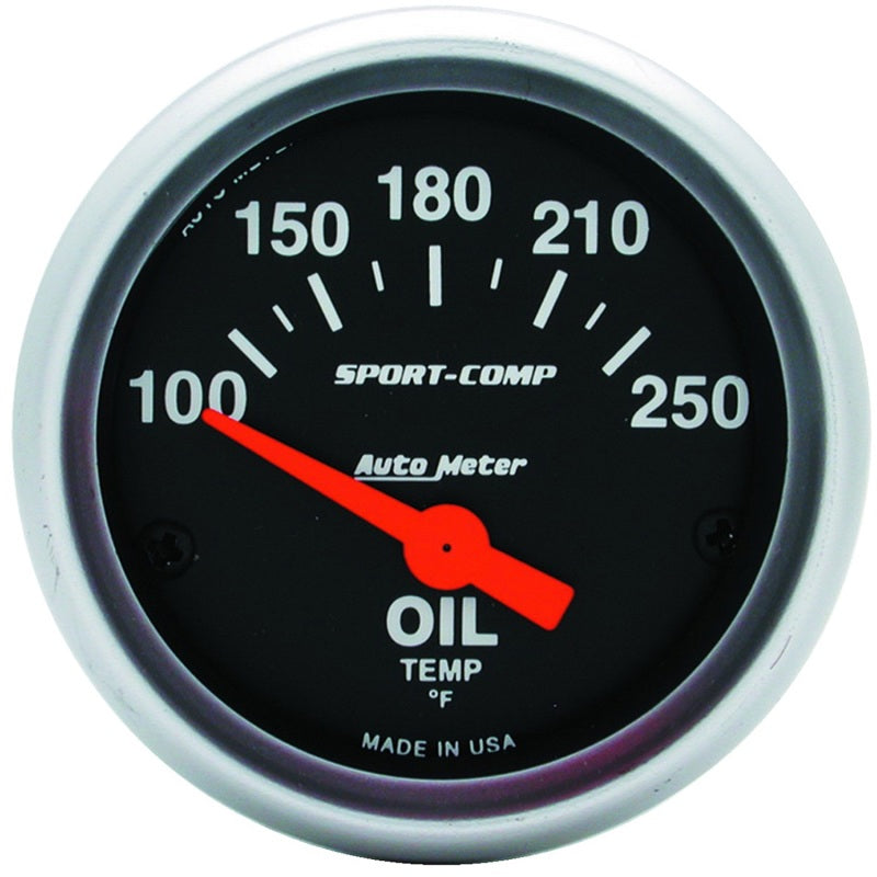 Auto Meter 2-1/16" Mini Sport-Comp Electric Oil Temperature Gauge - 100-250