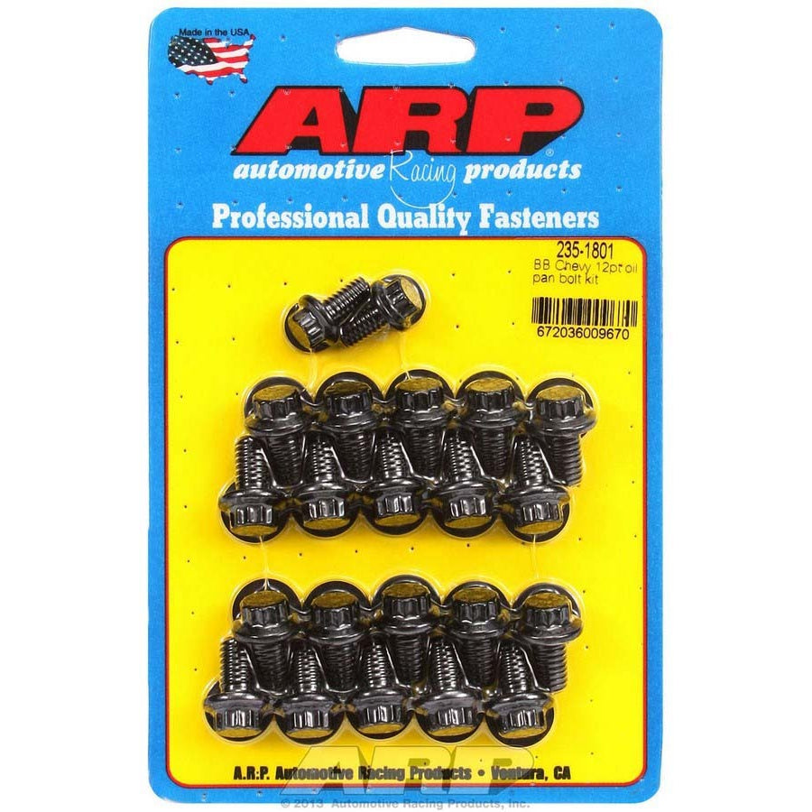 ARP Oil Pan Bolt Kit - 12 Point Head - Chromoly - Black Oxide - 2-Piece Cork Gasket - Big Block Chevy