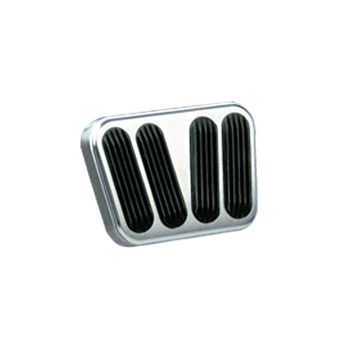 Lokar Traditional Flat Brake Pedal Pad - Rubber Pads - Billet Aluminum - Brushed - Chevy Fullsize Car 1955-57