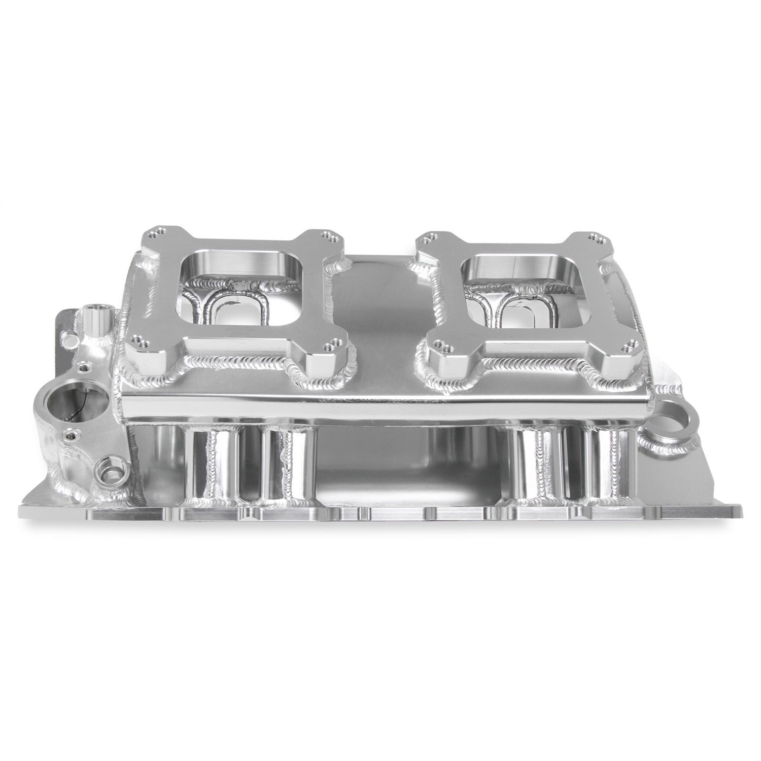 Sniper Fabricated Intake Manifold BBC Single Plane 2 x 4150 Silver with Sniper Logo