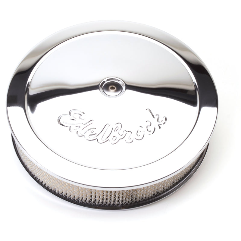 Edelbrock Chrome Air Cleaner - 14" Diameter w/ 3" Element - 3/8" Deeper Flange (3-3/4")