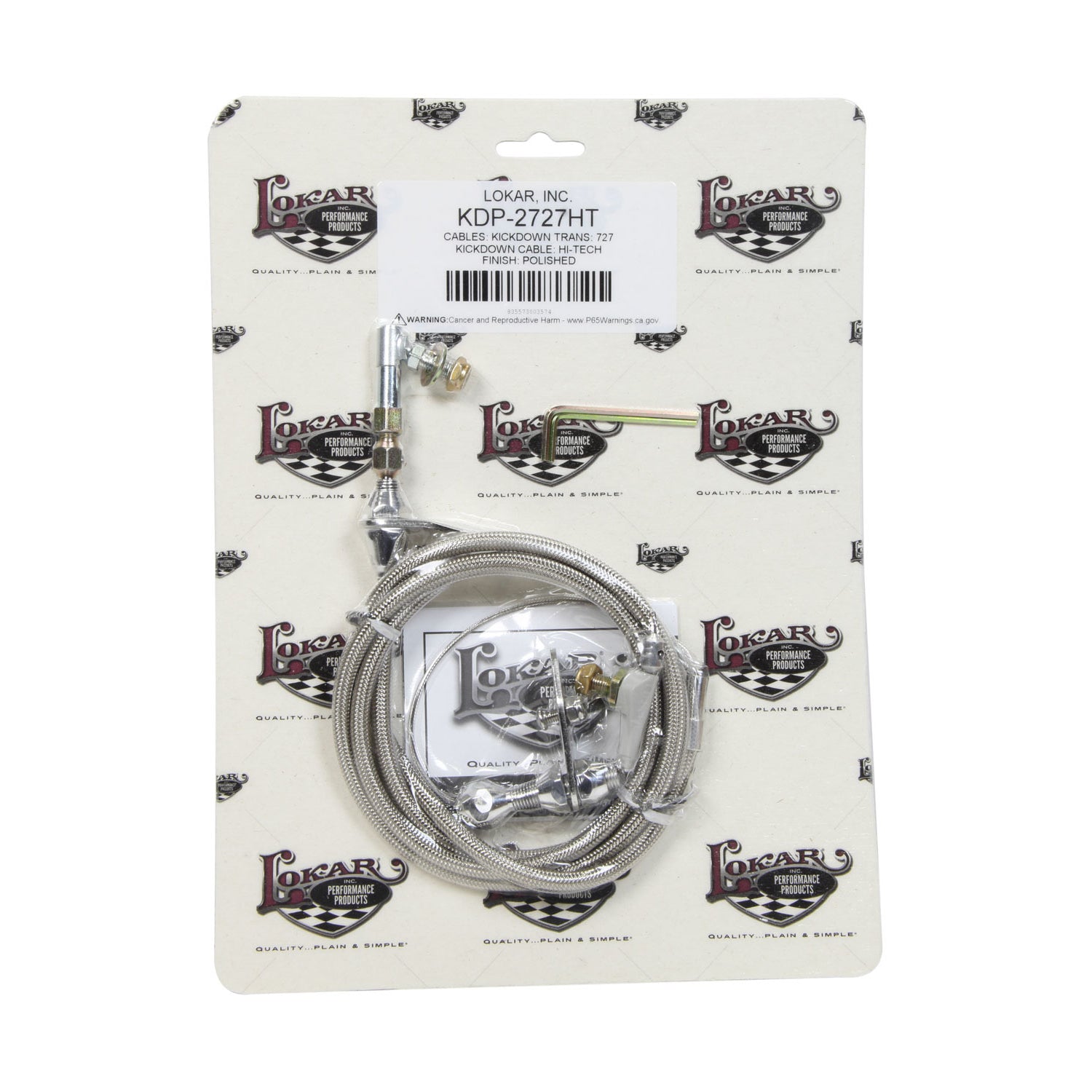 Lokar Hi-Tech Kickdown Cable - Braided Stainless - Aluminum Fittings - Torqueflite 727