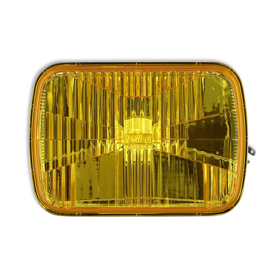 Holley Retrobright Sealed Beam LED Headlight - 5 in Tall x 7 in Wide - Yellow Lens