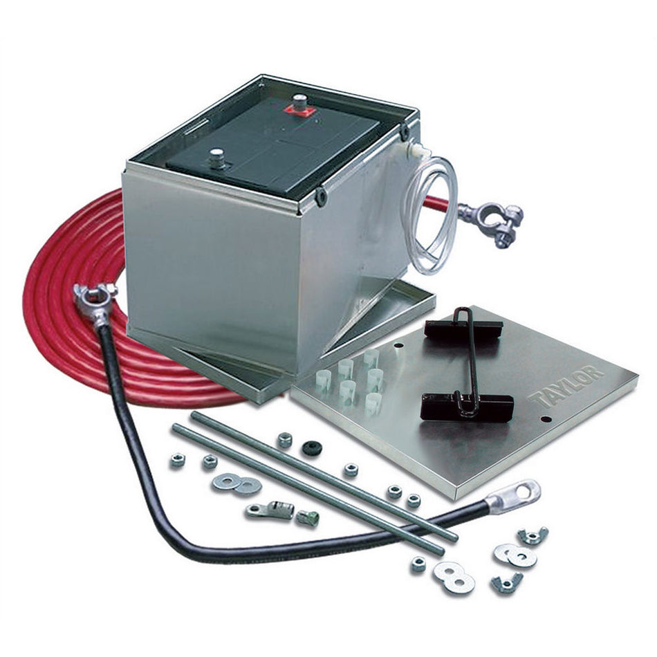 Taylor Aluminum Battery Box w/ 16 ft. 1 Gauge Battery Cable Kit -