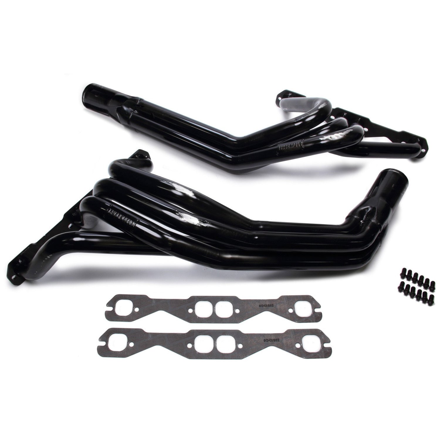 Schoenfeld IMCA Modified Headers - 1-5/8 to 1-7/8" Primary - 3" Collector - Steel - Black Paint - SB Chevy