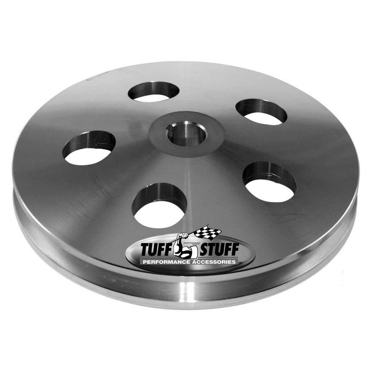 Tuff Stuff Performance Single V-Belt Power Steering Pulley 1 Groove Keyed 5-3/4" Diameter - Aluminum