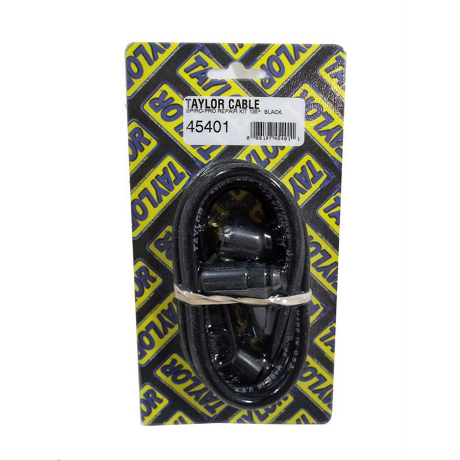 Taylor 8mm Spiro Pro Spark Plug Wire Repair Kit - Includes 135 Degree Plug Boot/Terminal (Black)