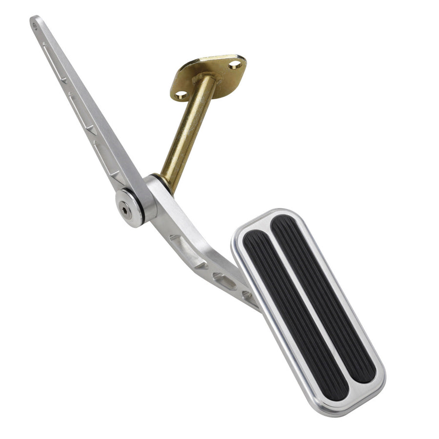 Lokar Gas Pedal - Firewall Mount - Rubber Pads - Aluminum - Brushed - GM A-Body 1964-67