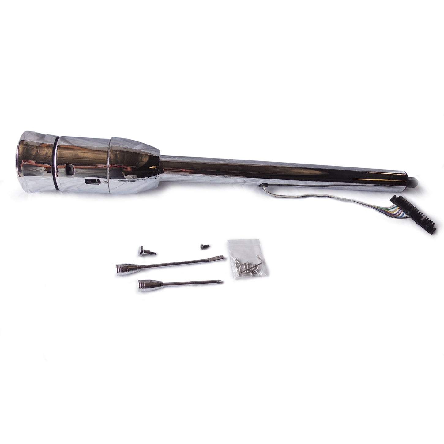 Racing Power Tilt Steering Column - 2" Tube - 30" Length - Hazard / Turn Signal - Steel - Chrome