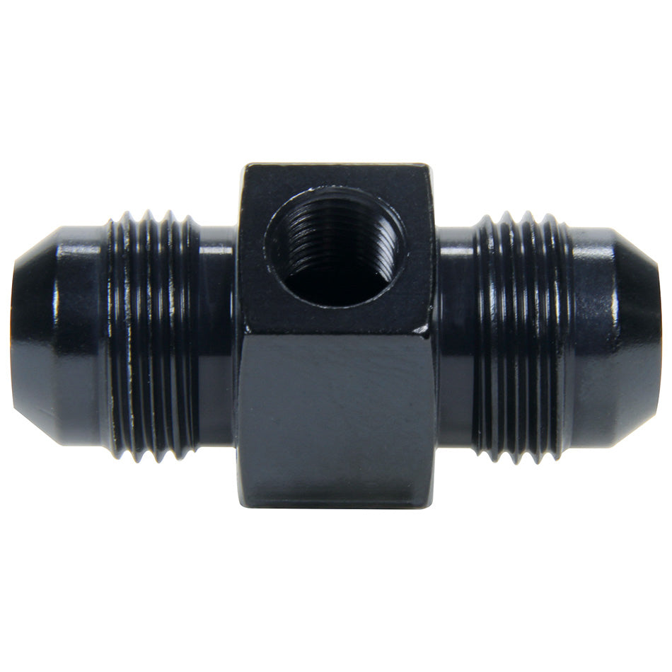 Allstar Performance Gauge Adapter - Straight - 6 AN Male to 6 AN Male - 1/8" NPT Gauge Port - Aluminum - Black Anodize