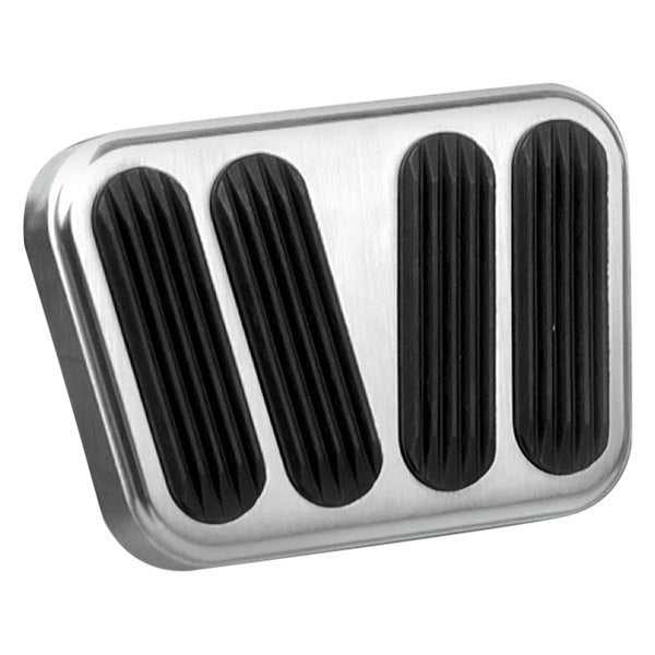 Lokar Brake/Clutch Pedal Pad - Rubber Pads - Billet Aluminum - Brushed - Chevy Corvette 1958-62