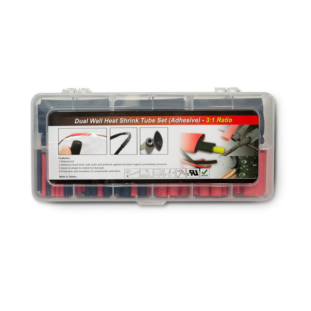 PerTronix Shrink Sleeve Tubing - 3" Long - Plastic - Black/Red