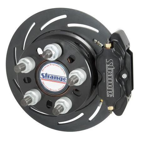 Strange Pro Race Brake System Rear 4 Piston Caliper 11-1/4" Slotted Iron Rotor - Offset Hat - Black