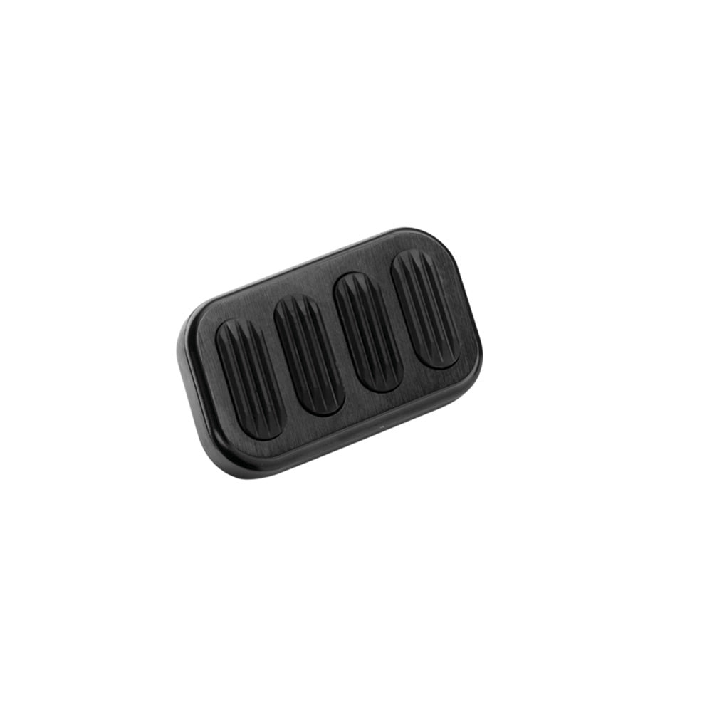 Lokar Brake Pedal Pad - 3" Wide x 2" Tall - Rubber Pads - Billet Aluminum - Black Anodize