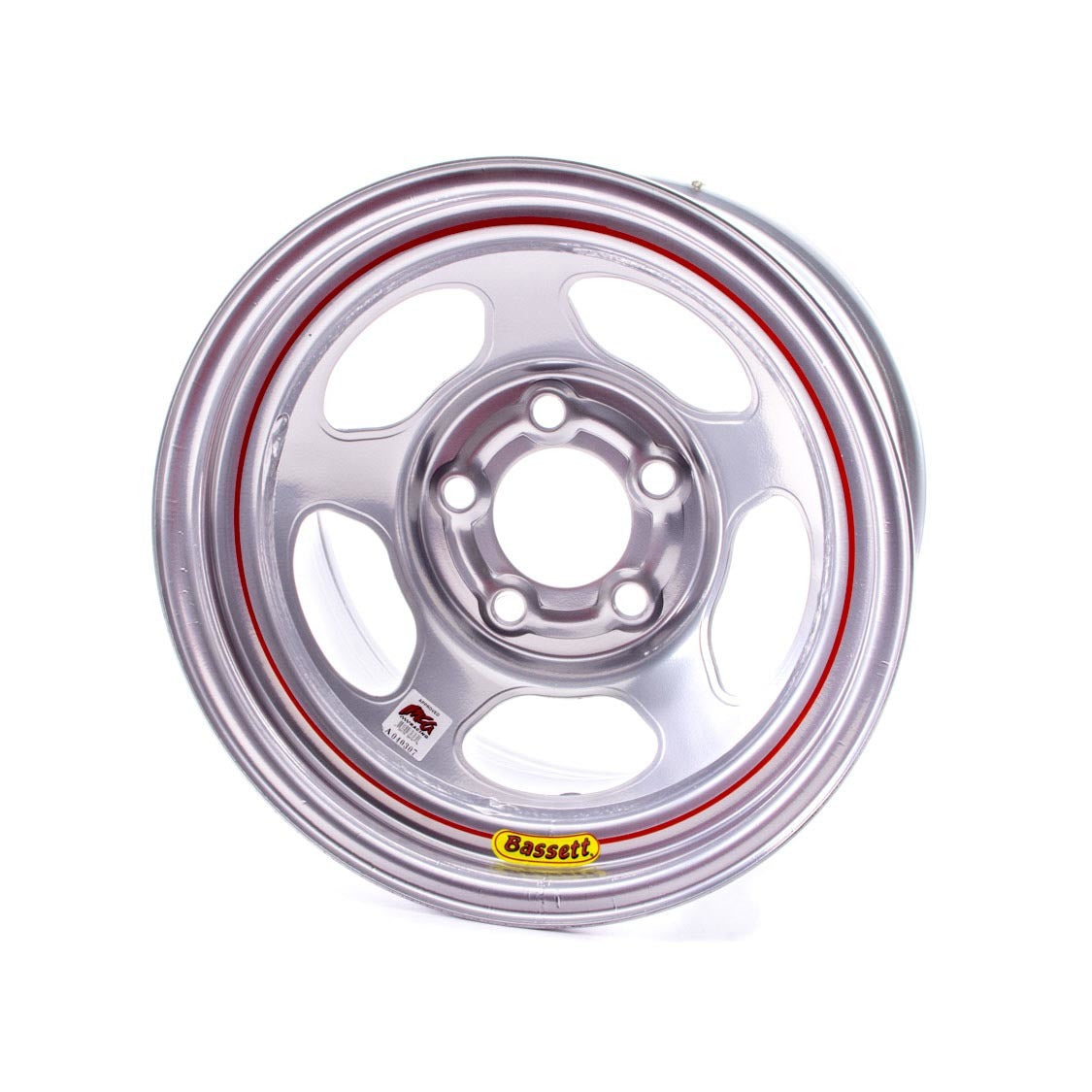 Bassett IMCA Inertia Wheel - 15" x 8" - 5 x 5" - Silver - 4" Back Spacing - 19 lbs.