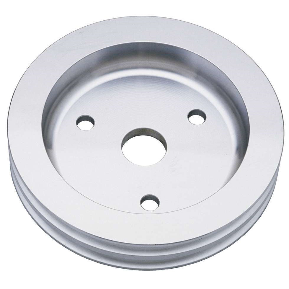 Trans-Dapt V-Belt 2 Groove Crankshaft Pulley - 6.625 in Diameter - Machined Aluminum - Short Water Pump - Small Block Chevy